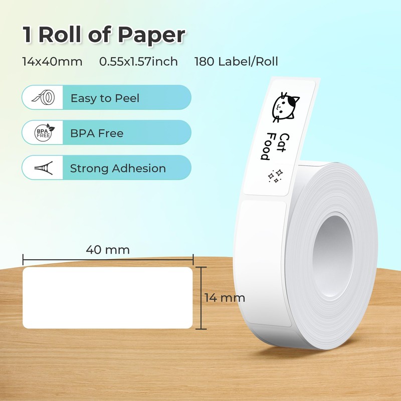 Nelko Genuine P21 Label Maker Tape, 14x40mm (0.55"x1.57"), Standard Laminated