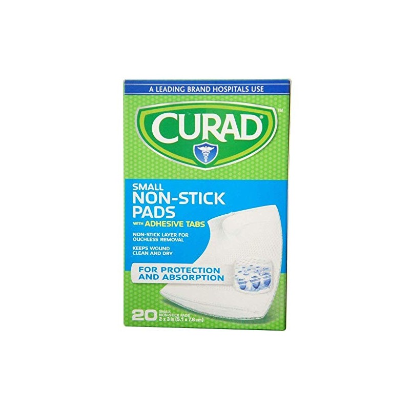 Curad Small Non-Stick Pads With Adhesive Tabs 2 Inches X