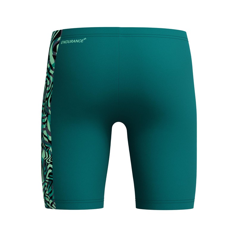 Speedo Boys Digital Panel Jammer Swim Trunks Swimmers Green Size