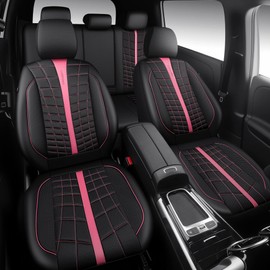 CAR PASS 3D Foam Mesh Leather Car Seat Covers Full Set, Breathable Premium Leather Seat Covers for Car,Anti Slip Universal Fit for Trucks Cars Sedans Vans SUVs, Airbag Compatible, Black Pink