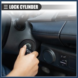 INFINAUTO Ignition Switch Lock Cylinder, Door Lock Cylinder Kit, for Ford F150 250 350 Pickup 1992-1995, Metal, with 2 Keys, Black Silver Tone, 1 Set Stylish Design