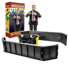 Talking Wrestling Ring Announcer Barricade Accessory Set for Wrestling Figures