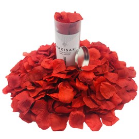 WAKISAKI (Separated, Deodorized) Artificial Fake Rose Petals for Romantic Night, Wedding, Event, Party, Decoration, in Bulk (1000 Count, Dark Red)