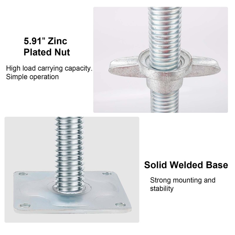 Yeipowr 20" Adjustable Scaffold Leveling Jack Feet - 1.5" OD