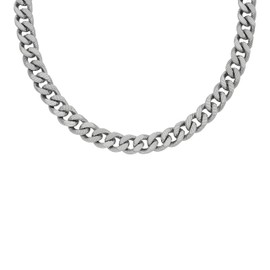 Fossil Men's Harlow Linear Texture Chain Stainless Steel Necklace, Color: Silver (Model: JF04696040)