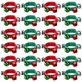 Remuuly 24 Pcs Christmas Band Wrist Bells Bracelets Jingle Musical Shaking Ankle Bells Instruments Adjustable Bells Percussion Rhythm Hand Bells for Adults Xmas Gift Party Favors Decorations