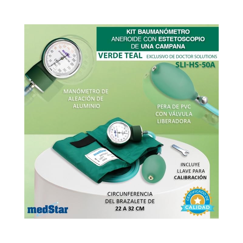 Baumanometro Aneroide Medstar Kit con Estetoscopio de una Campana FULL