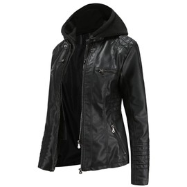 Women's Trendy Faux Leather Jacket Moto Short Jacket Fashion PU Jacket Coat