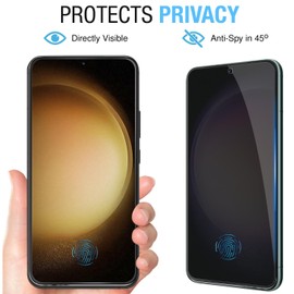 Anbzsign [2+2 Pack for Galaxy S24 5G Privacy Screen Protector Full Coveray and Camera Lens Protector, Support Fingerprint Unlock Screen Protector Anti-Spy 9H Hardness