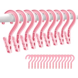 24pcs Laundry Hooks Clip Plastic Clothes Hangers Pins Super Strong Hanger Clips for Bathroom Travel Portable,Pink