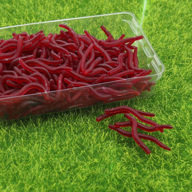 EMSea 200PCS Artificial Earthworm Fishy Smell Biomimetic Fishing Lure Soft