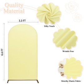 6.6FT Wedding Arch Cover Round Top Fitted Spandex Arch Yellow Cover for Arch Stand Chiara Frame Backdrop Cover Stretch Fabric Arbor Backdrop for Baby Shower Birthday Party