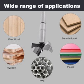 Forstner Bit 75mm, Woodworking Hole Saw, Tungsten Steel Wood Boring Bit, Round Shank Flat Wing Hinge Wood Cutter