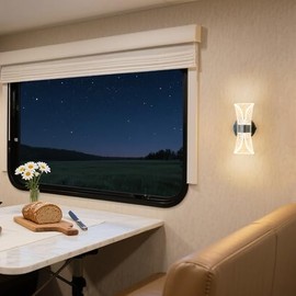 12V LED Wall Sconce with Switch, 3400K 6W 550LM Dimmable Bedside Reading Lamp with Acrylic Lens, RV Interior Light Fixture for RV, Trailer, Camper, Mo