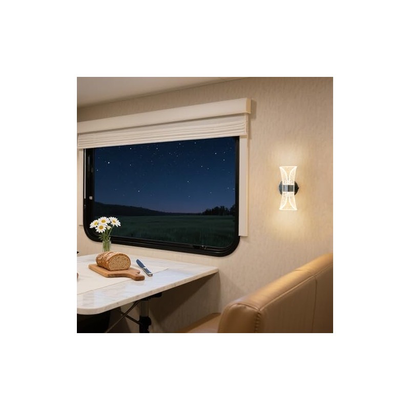 12V LED Wall Sconce with Switch, 3400K 6W 550LM Dimmable