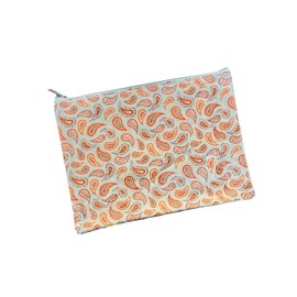 Wasserdichte Kosmetiktasche mit Paisleymuster, klassischer Bohemian-Stil, Make-up-Tasche, Größe XL., orange, 28x21x1Cm, Klassisch