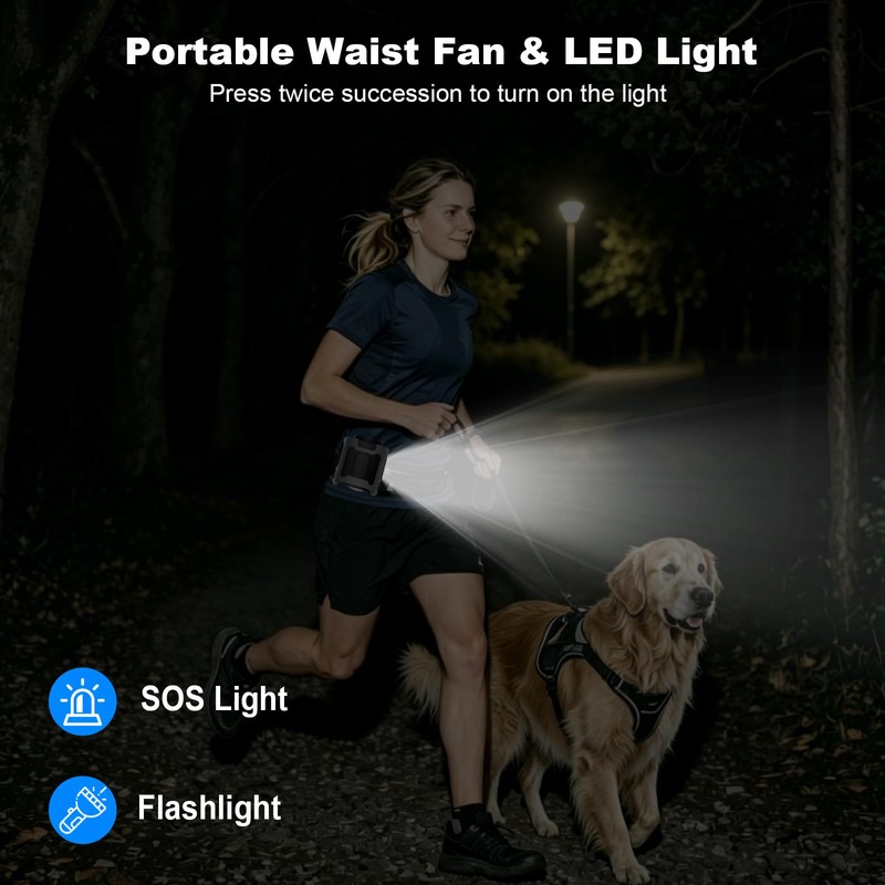 10000mAh Portable Waist Fan Clip on, Personal Belt Fan with