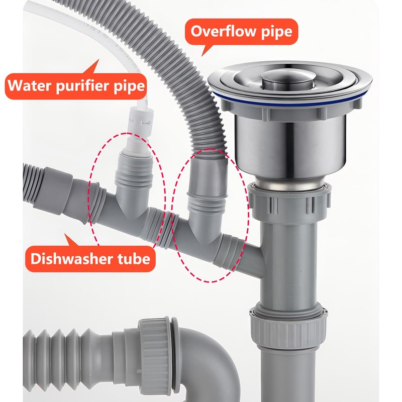 Qrity 1 x drain pipe connector, washbasin, 3-way drain pipe