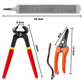HAICN 3Pcs Horse Farrier Hoof Trimmer Tool Farrier Hoof Tool Kit Mini Rasp Hoof Metal Shears Farriers Hoof Nipper Hoof Clipper Horse Hoof Care for Horses Donkeys