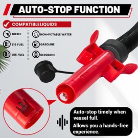 PUMPTOR Fuel Transfer Pump Battery Powered With Automatic Stop Nozzle, Gas Pump For 5 Gallon Gas Can