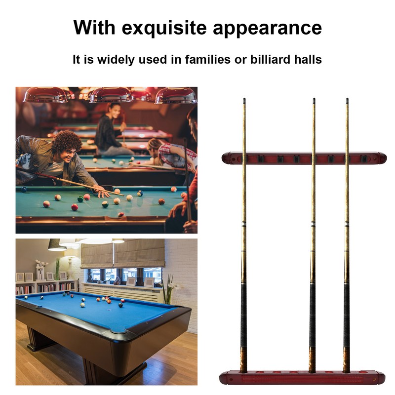 Wall Mounted Snooker Billiards Cues Rack Pool Cues Stick Pole