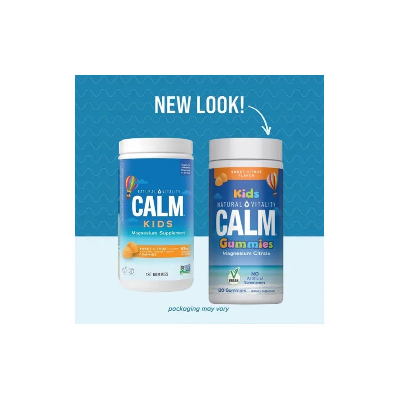 Natural Vitality CALM Kids Suplemento de Magnesio, 83mg por gomita,