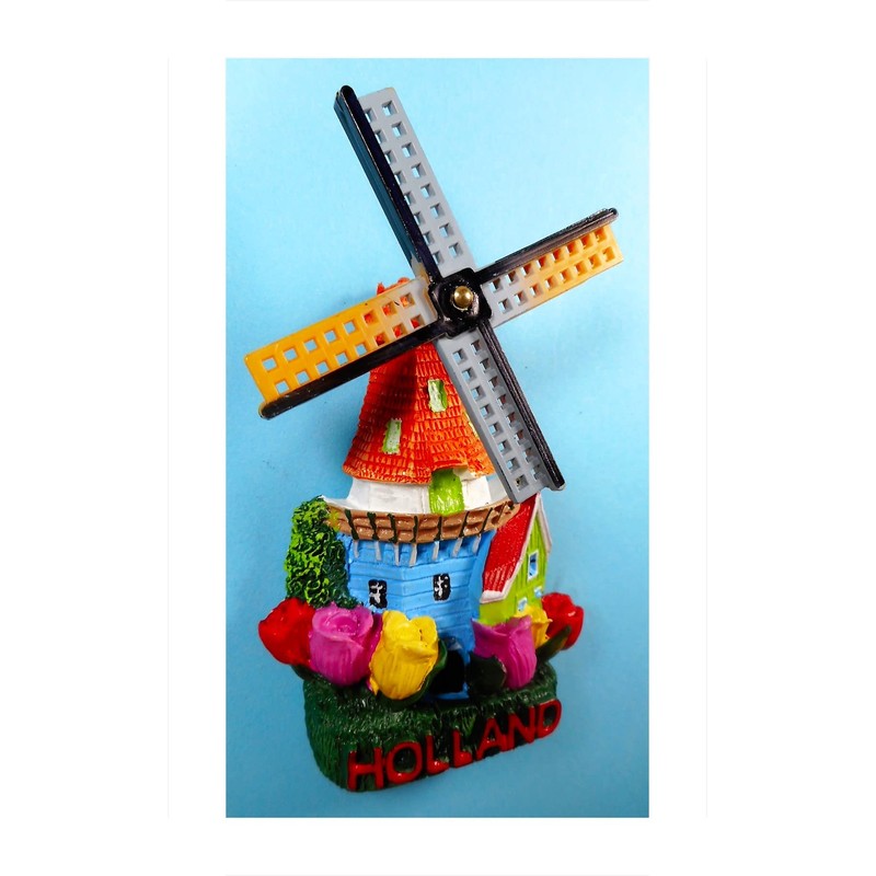 Souvenir Magnet Holland Windühle Tulips 10 x 6 x 2.5