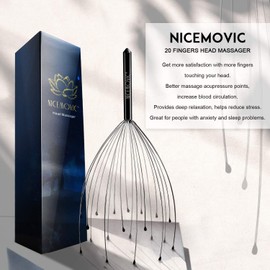NICEMOVIC 20 Fingers Head Scalp Massager Back Scratcher Stocking Stuffers Stress Relief Gifts for Men Women, Idea Extendable Back Scratcher for Head Body Relaxing, Festival Birthday Christmas Gifts