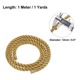 Rebower Trim Cord Rope, 12mm/ 1 Yards Nylon Twisted Trim Cord Rope Thread String Rope Cord Braid Trim [for Sewing Home Decor Crafts] - 0.5 Inch/Golden Yellow