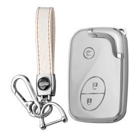 KUNIO TPU Car Key Fob Cover Case Fit for Lexus ES GS GX RX LS Series CT200H ES350 IS300 IS350 RX350 Keychain Key Fob Protector Accessories 3 Button A White