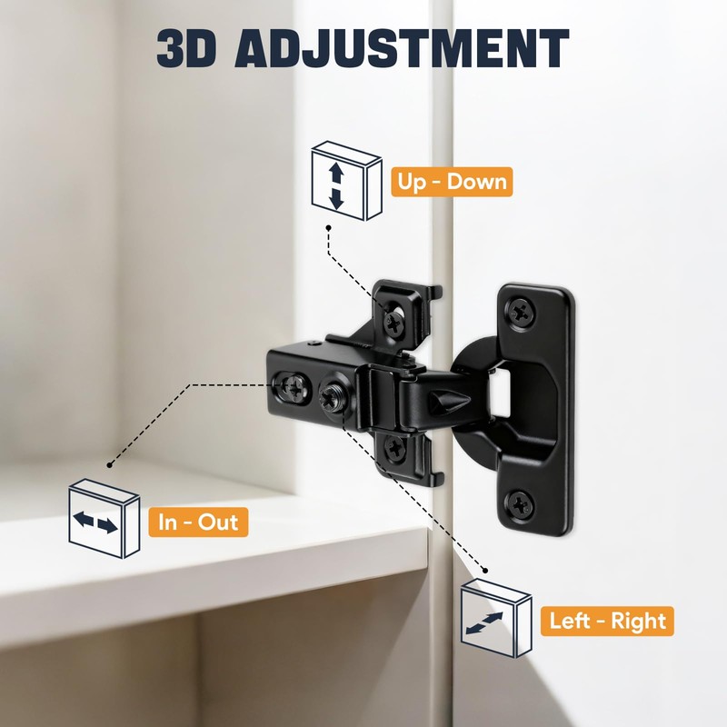 Mousike 10 Pack (5 Pair) Soft Close Cabinet Hinges, 1/2