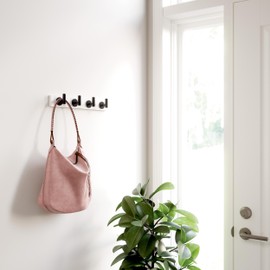 Franklin Brass Post (1-Pack) 16" Coat Rack Wall Mount Pure White Hat Rack with 4 Hooks Hanging Hook Rail for Clothes, Towels, Purses, Bags, Kitchen, Entry, Closet Organization B48030K-PFB-C