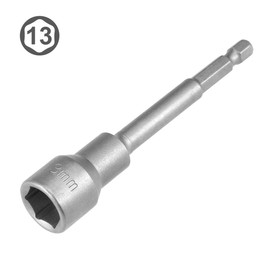 Sourcingmap 1/4" Quick-Change Hex Shank 13mm Nut Setter Driver Drill Bit, 100mm Length, Metric No-Magnetic