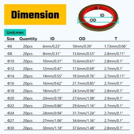 KOOTANS NBR kit de anillo de metal, 240Pcs