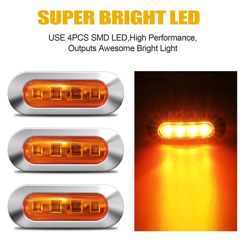 ALFU 40PCS Amber DC 12-24V LED Trailer Lights Side Marker