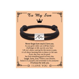 To My Man Bracelet Mens Bracelets Rope Braided Bracelets Gifts for Husband Boyfriend Inspirational Birthday Gifts for Men