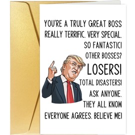 Spercy Funny Trump Boss Day Card, Trump Birthday Card for Boss Mentor, Boss Christmas Card, You Are A Truly Great Boss