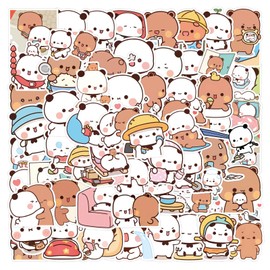 100PCS Bubu dudu Stickers for Water Bottle Laptop,Cute Cartoon Decals for Kids Teens Luggage ClassroomTeaching Rewards Skateboard Scrapbooking (White and Brown)