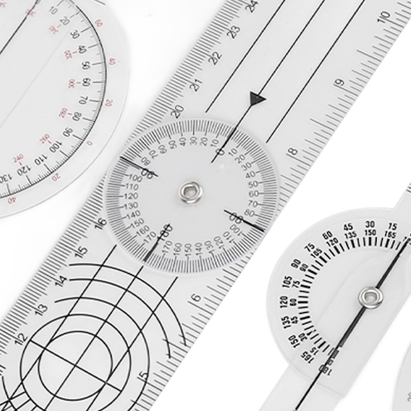 5Pcs Medical Goniometer Transparent Plastic Multifunction Joint Goniometer Set Kit