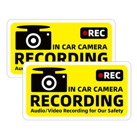 Roykaw Dash Cam Recording Sticker, High Visibility Reflective Car Warning Sticker, Easy to Remove & No Residue, 2 PCS