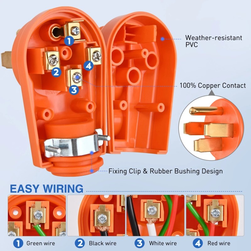 Nilight 50 Amp RV Male and Female Plug Set 14-50P