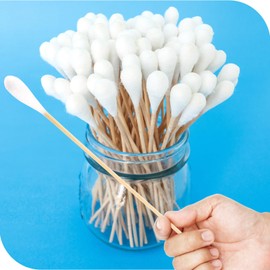 Pack of 120 Cotton Buds Long 20 cm Ear Sticks, Sterile Cotton Buds Large Head Cleaning Sticks Long, Cotton Buds Wooden Stick with Cotton Head, Ear Cleaning Sticks for Pets