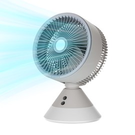 TrendGear Portable Desk Fan Rechargeable, 4000mAh Battery Operated, 3 Speeds Air Circulator Fan with LED Light, 90° Vertical and 90° Oscillating for Home Office