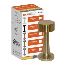 Tecnolite - Lámpara de Mesa LED 3 W Portátil, Recargable, Luz Blanca Ajustable y Atenuable Táctil, Lámpara Interior para Restaurante