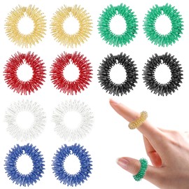 Hurifeng 12pc Akupressur Ring Set； Massageringe Set für Finger Akupressurring； Anti Stress Ring zur Stressreduzierung und Förderung der Durchblutung