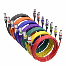 Semusgx XLR Cables - Premium Balanced XLR Microphone Cables, Multiple Colors 7-Pack 3-Pin XLR Male to Female Speaker Microphone Cables with OFC Conductor for Studio Recording and DMX (6TF)