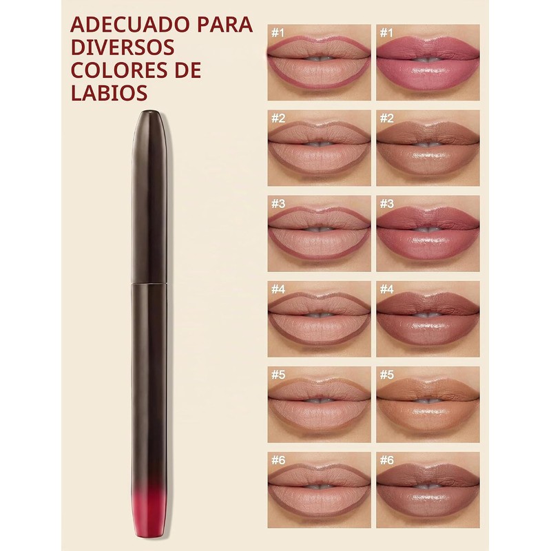 Erinde Lápiz Delineador de Labios Líquido con Pincel, Resistente al
