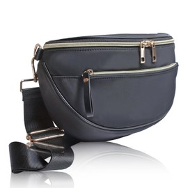 Liscia Women's Body Bag with Wallet Function and Gusset, Crossbody Bag, One Shoulder Bag, Crossbody Bag, Large Capacity, Waterproof, Lightweight, Black