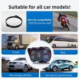 Head Up Display for Cars, Universal 5 Inches Head Up Display, Digital GPS Speedometer with Speed Compass Direction Fatigue Driving Reminder Driving Distance Altitude Overspeed Alarm for All Vehicle