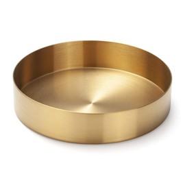 IVAILEX Round Gold Tray Stainless Steel Jewelry, Make up, Candle Plate Decorative Tray (5.5 inches)